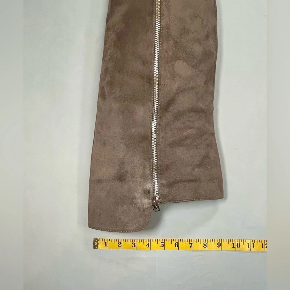 TOP Moda Over the Knee Tall Tan Boots  Womens 9 Low Heel Round Toe Inside Zipper